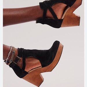Free People Black Suede Heeled Boots